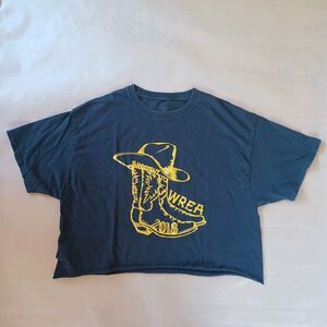 WREA Cowboy Shootout 2018 T-Shirt Black Size XL Cotton Cropped Raw Hem Western